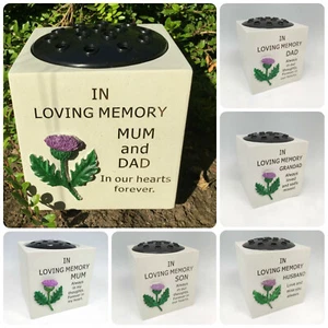 Thistle Square Memorial Flower Vase - Rose Bowl - Grave Plaque Tribute Ornament - Picture 1 of 16