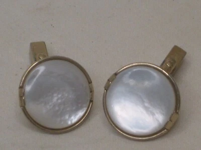 Par de gemelos redondos SWANK madreperla vintage tono dorado Foto 1 de 4