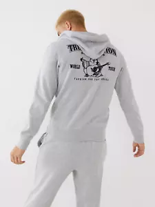 True Religion Men's Core Zip-Front Logo Hoodie Heather Grey (Size XL) NWT - Picture 1 of 5