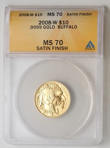 2008-W $10 1/4oz Gold Buffalo ANACS MS70 Satin Finish - Picture 1 of 4