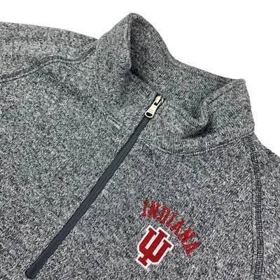 Indiana Hoosiers Basketball Mens Champion 1/4 Zip Pullover Sweater Gray • Medium - Image 1 of 4