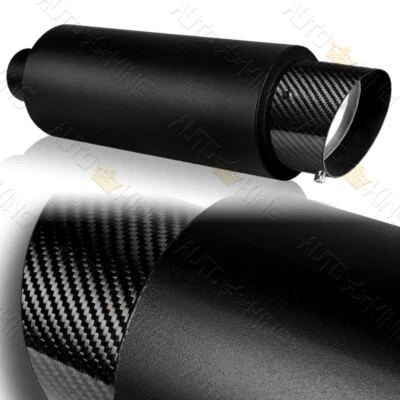 BLACK STAINLESS 4" FIRE BALL CARBON FIBER TIP 2.5" INLET EXHAUST WELD-ON MUFFLER - Image 1 of 4