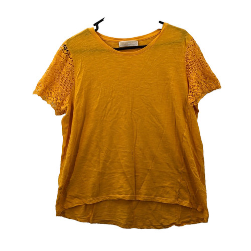 Maglione blusa maglione manica cappuccio pizzo giallo Michael Kors donna taglia M