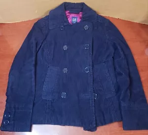 Gap Womens Corduroy Jacket X Small Blue Double Breasted Cotton Blazer Style Coat - Picture 1 of 7