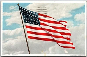 Old Glory, 1917 Hanging American Flag, Red Stripes, Stars, Patriotic, Postcard - Picture 1 of 2