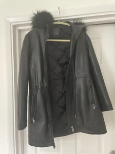 Massimo Dutti Leather Parka With Hood XS - Picture 1 of 10