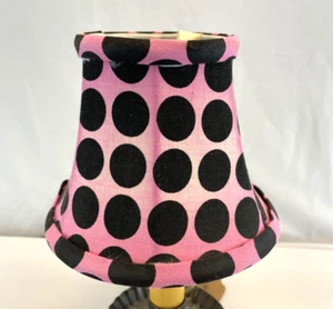 Pink & Black Polka Dot Print Clip On Lamp Shade 4" Tall - Picture 1 of 6