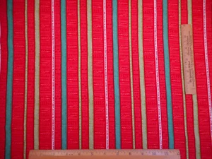 Christmas Fabric 1 1/2 Yard Red Green White Stripes Splendid Moda Cotton #35 Vtg - Picture 1 of 2
