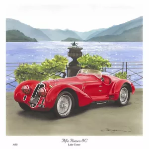 ALFA ROMEO 8C 2900 TOURING ARAÑA LAGO COMO NUEVA PINTURA IMPRESIÓN ARTE CHRIS DUGAN - Imagen 1 de 3