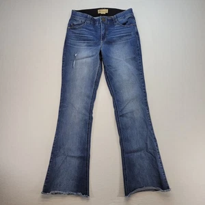 Democracy Jeans Womens 10 Blue Bootcut Ab Technology Mid Rise Raw Hem Denim - Picture 1 of 11