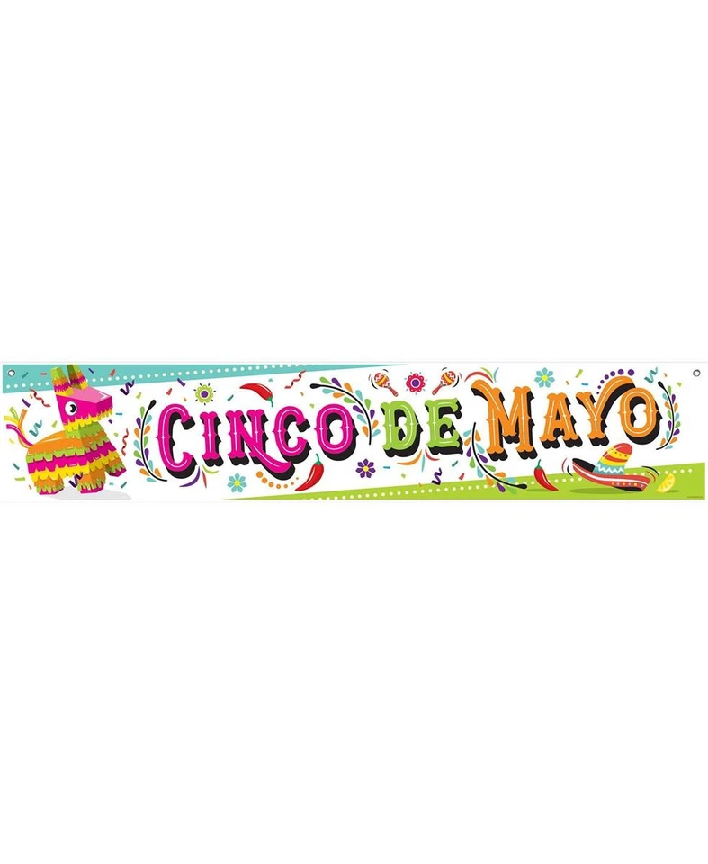 Banner Cinco de Mayo de tamaño 12" x 5' para Navidad - Beistle Foto 1 de 1