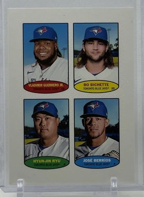 2023 Topps Heritage BLUE JAYS 1974 Topps Baseball Stamp Bichette Guerrero Ryu - Image 1 of 2