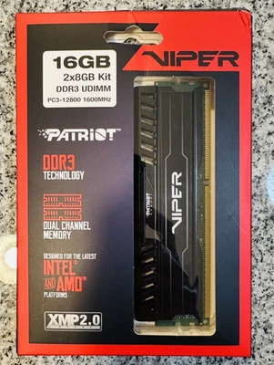 Kit Of 2 Patriot PV316G160C9K 16GB (2x8GB) PC3-12800 CL9 Desktop Memory In Box - Image 1 of 4