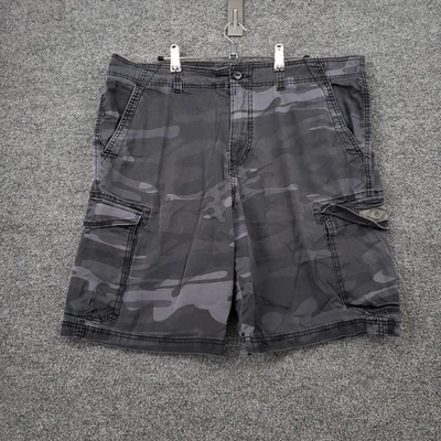 Unionbay Shorts Mens 38 Gray Flex Waist Cargo Stretch Flat Front Outdoor Camo - Image 1 of 4