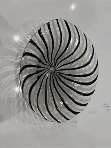 Dino Martens MCM Murano Art Glass Bowl Black and White Swirl Vintage - Picture 1 of 7