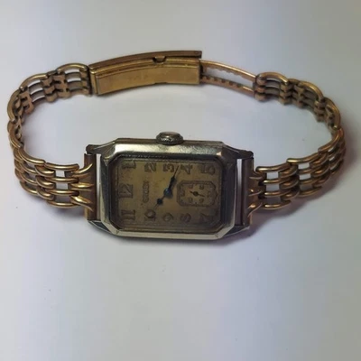 复古* 1920 年代 GRUEN GUILD 15J 4ADJ 14K 白色 GF Wadsworth 艺术装饰男士腕表 — 第 1/4 张图片