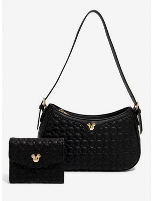 Disney Mickey Mouse Silhouettes Quilted Shoulder Bag Purse & Wallet Set NWT - Image 1 of 4