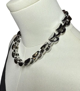 Collar de eslabones de plata Kate Spade retirado moderno industrial declaración y2k - Imagen 1 de 4