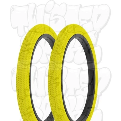 PAR de neumáticos de repuesto para bicicleta Duro Fantasy BMX Street Kids 18 x 1,95 amarillo Foto 1 de 2