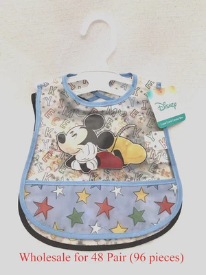 48 Pares Baberos Atrapa Migas Disney Mickey Mouse 2 Piezas, Babero Pevar Al Por Mayor Foto 1 de 4
