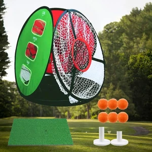 Golf Schlag Übungsnetz mit Schlagmatte, Zieltuch, Gummistücke, Schaumstoffbälle - Bild 1 von 6