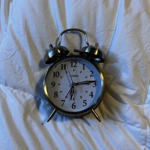 SHARP SPC800 Bedside Analog Alarm Clock Silver Quartz Battery Operated Glowing - Picture 1 of 3
