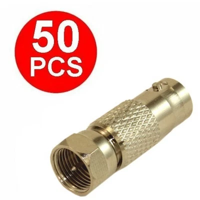 50 PCS Premium F-type Male to BNC Female Coax Cable Connector Adapter Converter - Image 1 of 2
