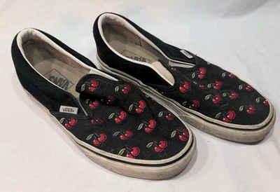Vans Off The Wall Slip On Embroidered Cherries Sneakers Unisex W 9 M Sz 7.5 40.5 - Imagem 1 de 4