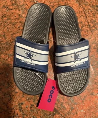 NFL Dallas Cowboys Hombre Talla Grande 11-12 Slides Azul Sandalias Sin Cordones FOCO $40 Foto 1 de 4