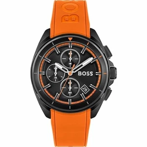 HUGO BOSS Volane Analog Black Dial Orange Strap Men's Watch HB1513957 - Picture 1 of 10