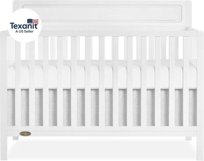 Avery 5-In-1 Convertible Full-Size Baby Crib in White, Greenguard Gold & JPMA, 3 - Image 1 of 4