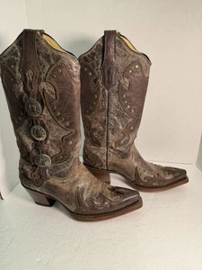Corral Western Cowgirl Stiefel Damen 7,5 abgenutzt braun Nieten Concho R1050 - Bild 1 von 7