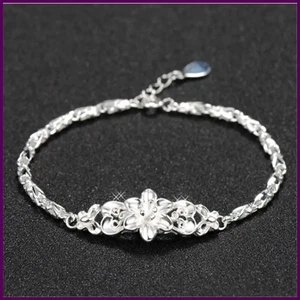 Neu schöne Blumen Kette Charms 925 Sterling Silber Armband für Frau - Bild 1 von 18