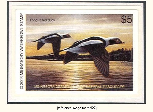 D2K Minnesota Duck Stamp 2003 $5.00 s/adh w/backg - Image 1 of 1