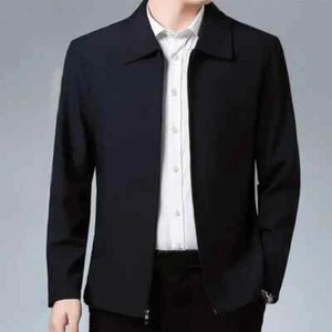 Casual Business Autumn Spring Jackets Outwear Top Men's Zipper Lapel Collar Coat - Picture 1 of 28
