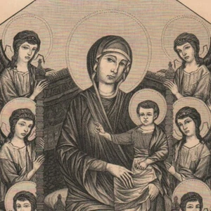 Die Jungfrau mit den Engeln (Cimabue) - Pressestich 1870 - Bild 1 von 2