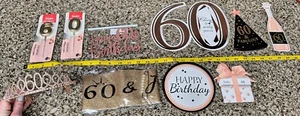 60th Birthday Party Decorations Tiara Rose Gold Set Cake Topper Crown Candles - Picture 1 of 2