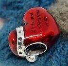 Genuine Pandora Metallic Red Christmas Heart Charm Charm 💕 S925 ALE 