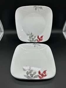 Corelle KYOTO Leaves Dinner Plates Set of 4  Red Gray 10 1/2" Great Condition EU - Picture 1 of 4