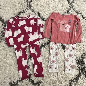 Girls Winter Long sleeve Pajamas Lot Of 2 Sets Sz 5T - Picture 1 of 13
