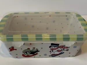 Temptations By Tara Mini Loaf Pan w/ Lid Holiday Snowman Festive Gingerbread Man - Picture 1 of 5