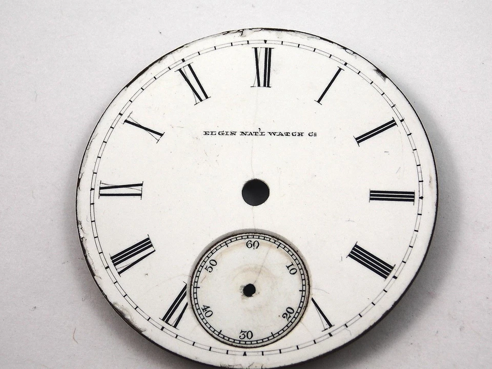 Reloj Elgin Natl Watch Co 45,73 mm esfera para relojes de bolsillo vintage blanco nuevo de stock Foto 1 de 1