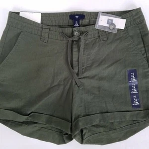 Gap Shorts Womens 4 Olive Green Cotton Flat Front Drawstring Cuffed - Picture 1 of 5