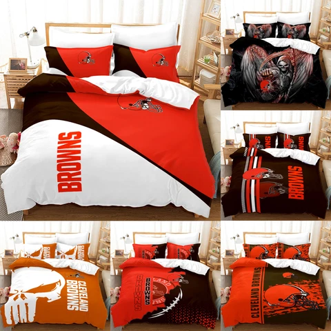 Cleveland Browns 3Pcs Bedding Set Cotton Blend Duvet Comforter Cover Pillowcase Cover