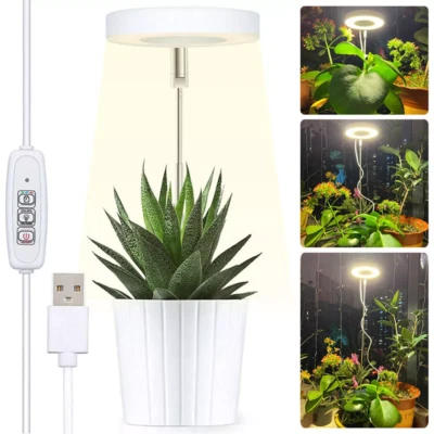 Luz de cultivo de plantas para escritorio de plantas interiores Luz de crecimiento LED Temporizador automático con 3/9/12h Foto 1 de 4