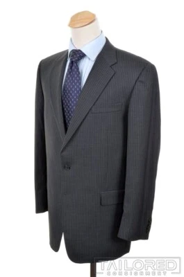 HICKEY FREEMAN Limited Gray Striped 100% Wool Jacket Pants SUIT Mens - 44 L - Image 1 of 4