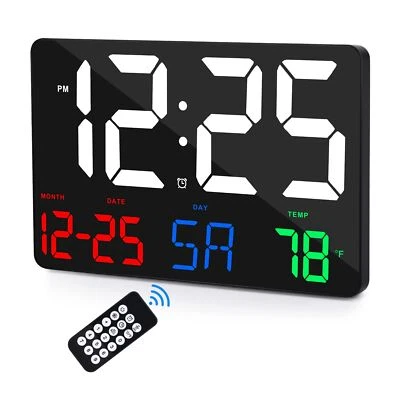 Reloj de Pared Digital 11.5" LED Digital Despertador Pantalla Grande con Control Remoto... Foto 1 de 4
