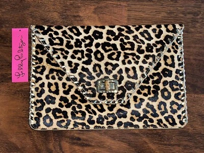 Bolso de mano Lilly Pulitzer LEOPARDO CELINA sobre punto de látigo dorado nuevo con etiquetas Foto 1 de 4