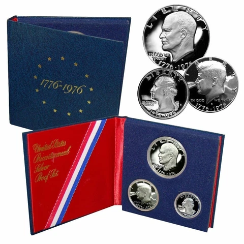 5 - 1976 Bicentennial Silver Proof 3 Piece Silver Set ~ In Original OGP Cover