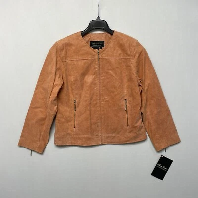 NWT Terry Lewis Women 100% Leather Jacket Size Medium Full Zip Preppy M281 -7 - Image 1 of 4